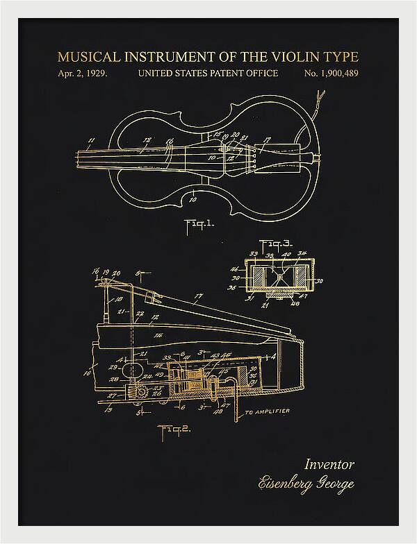 Electric Violin Gold Patent Us1900489a