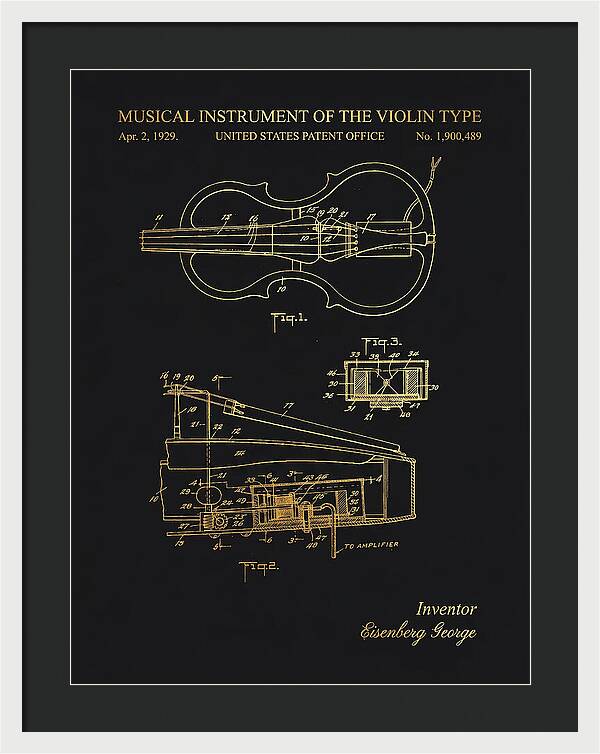 Electric Violin Gold Patent Us1900489a