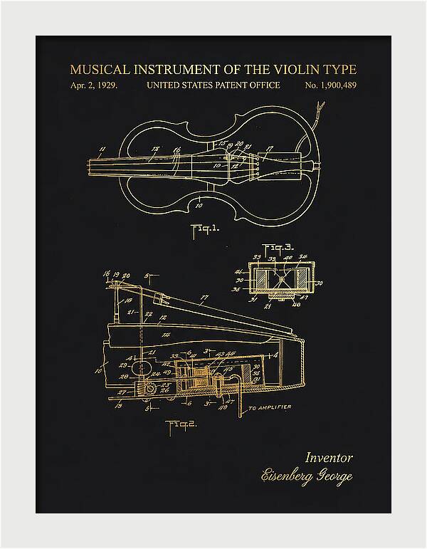 Electric Violin Gold Patent Us1900489a