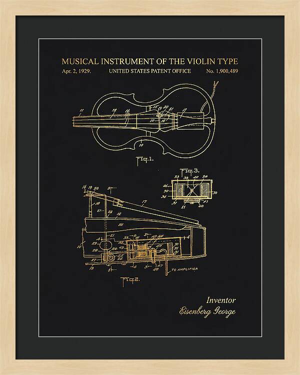 Electric Violin Gold Patent Us1900489a