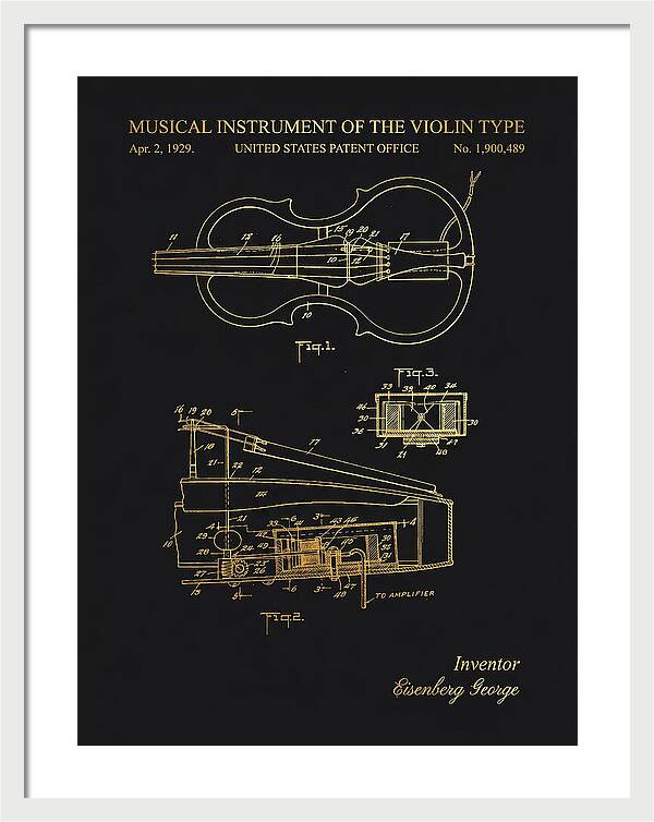 Electric Violin Gold Patent Us1900489a