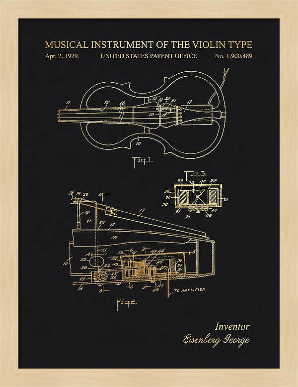 Electric Violin Gold Patent Us1900489a