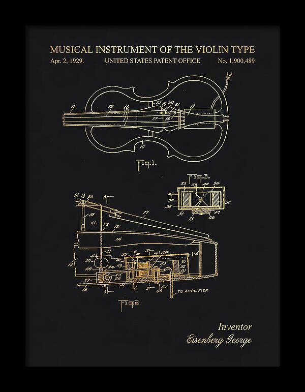 Electric Violin Gold Patent Us1900489a