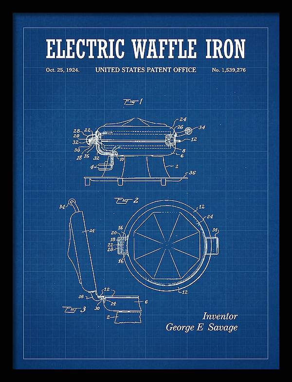 Electric Waffle Iron Blueprint Patent Us1539276a