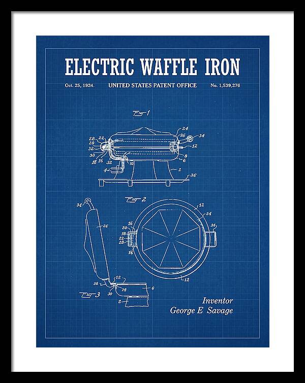 Electric Waffle Iron Blueprint Patent Us1539276a