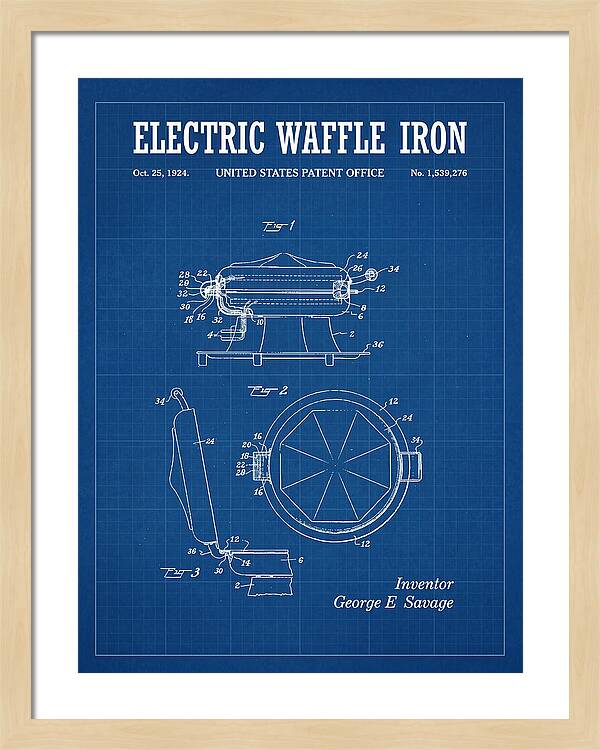 Electric Waffle Iron Blueprint Patent Us1539276a
