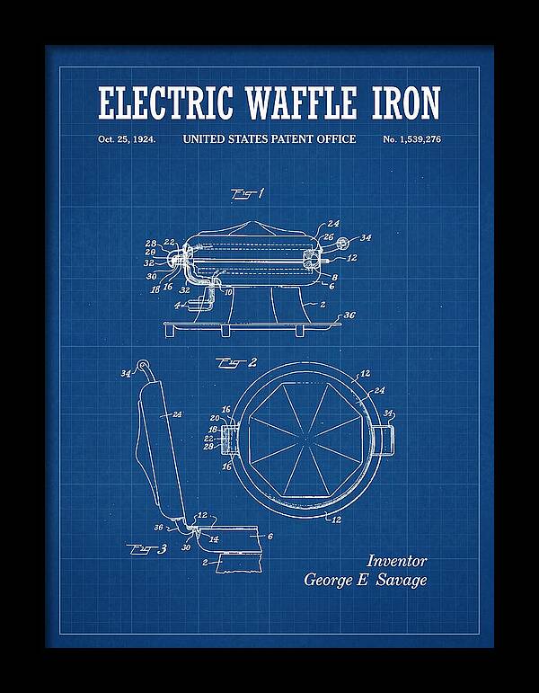 Electric Waffle Iron Blueprint Patent Us1539276a