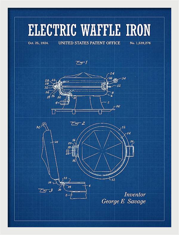 Electric Waffle Iron Blueprint Patent Us1539276a