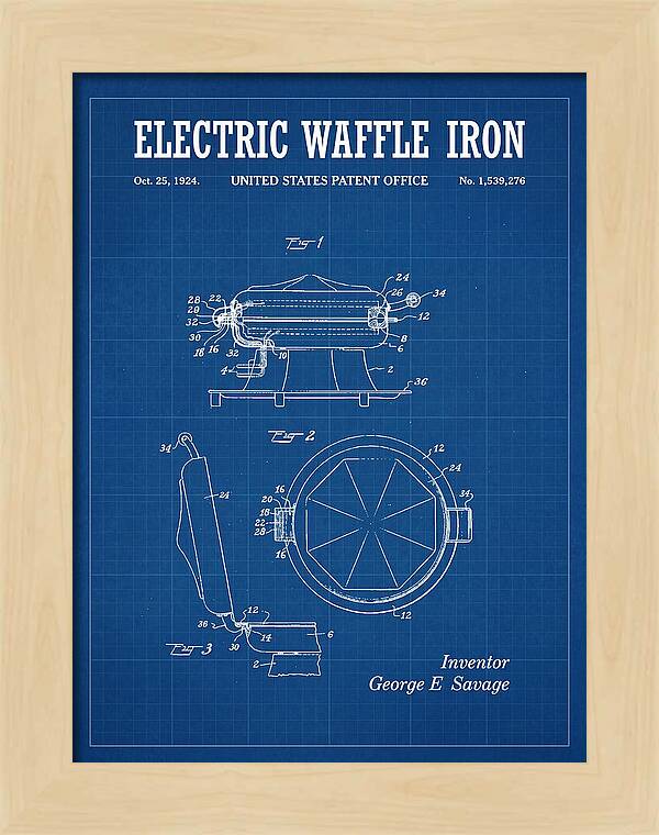 Electric Waffle Iron Blueprint Patent Us1539276a