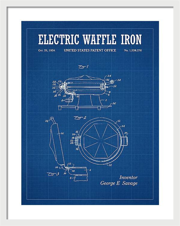 Electric Waffle Iron Blueprint Patent Us1539276a