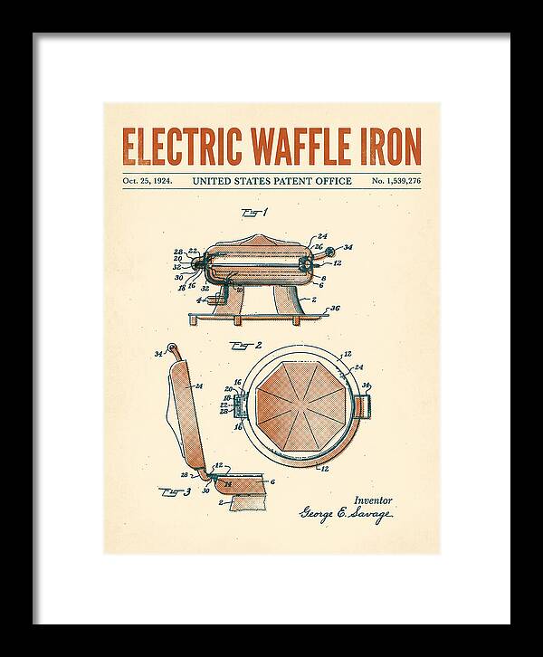 Electric Waffle Iron Retro Patent Us1539276a