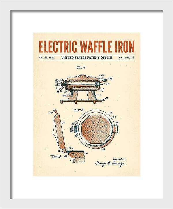 Electric Waffle Iron Retro Patent Us1539276a