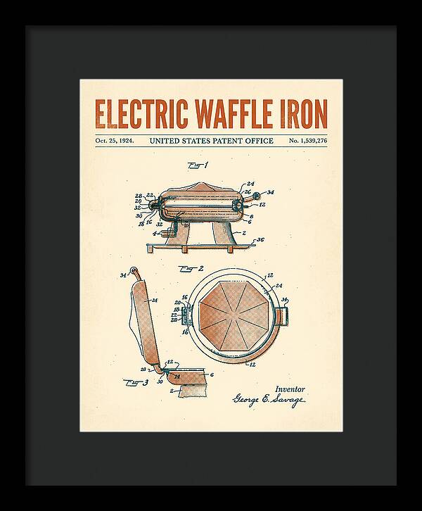 Electric Waffle Iron Retro Patent Us1539276a