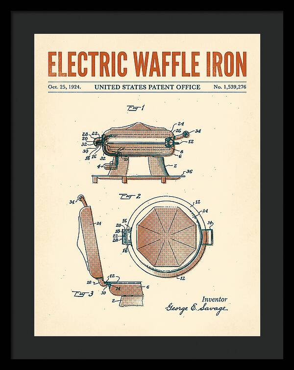 Electric Waffle Iron Retro Patent Us1539276a