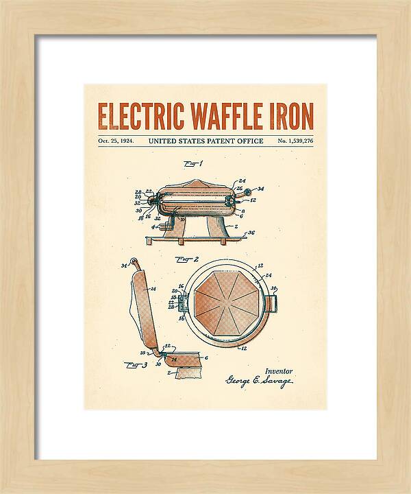 Electric Waffle Iron Retro Patent Us1539276a