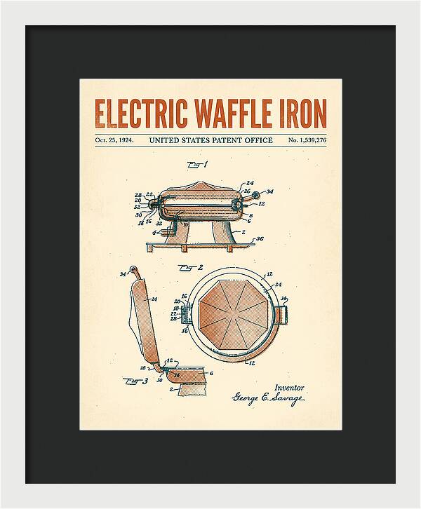 Electric Waffle Iron Retro Patent Us1539276a