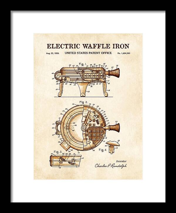 Electric Waffle Iron Watercolor Patent Us1694981a