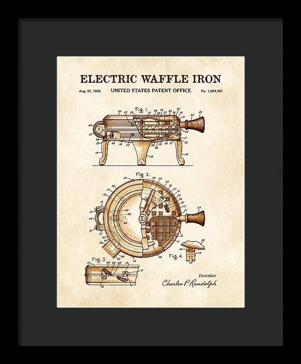 Electric Waffle Iron Watercolor Patent Us1694981a