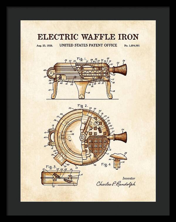 Electric Waffle Iron Watercolor Patent Us1694981a