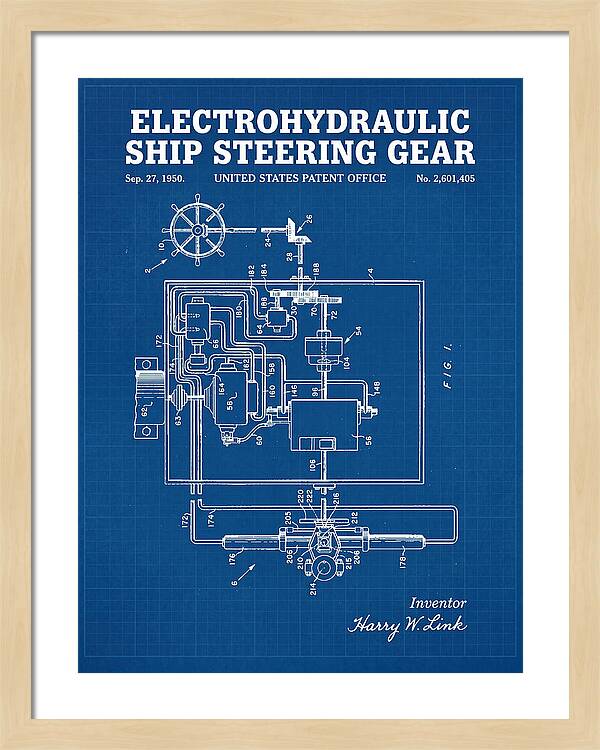 Electrohydraulic Ship Steering Gear Blueprint Patent Us2601405a