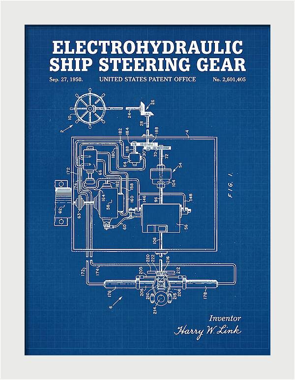 Electrohydraulic Ship Steering Gear Blueprint Patent Us2601405a