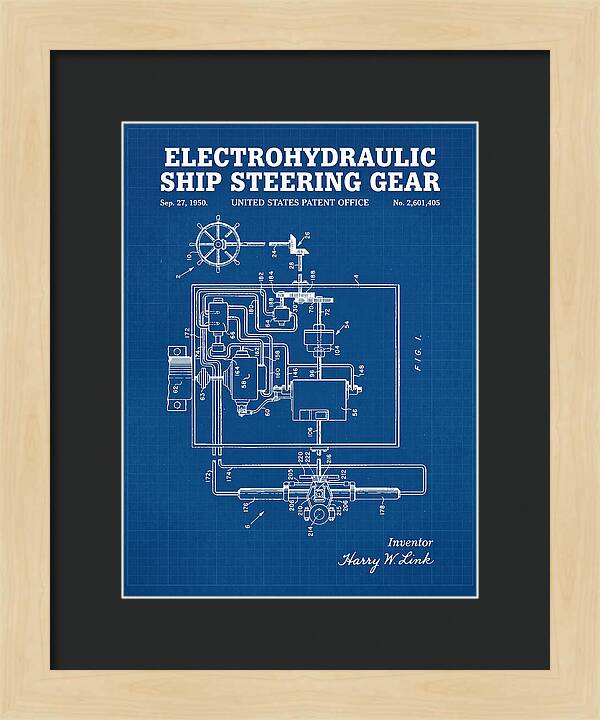 Electrohydraulic Ship Steering Gear Blueprint Patent Us2601405a