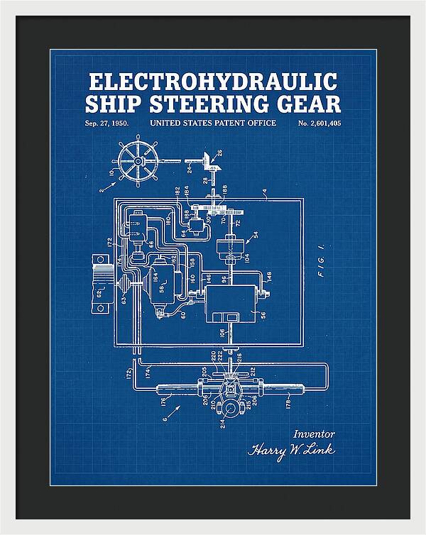 Electrohydraulic Ship Steering Gear Blueprint Patent Us2601405a