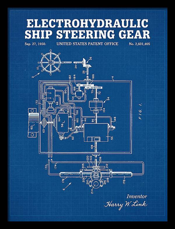 Electrohydraulic Ship Steering Gear Blueprint Patent Us2601405a