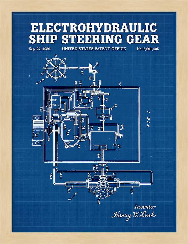 Electrohydraulic Ship Steering Gear Blueprint Patent Us2601405a