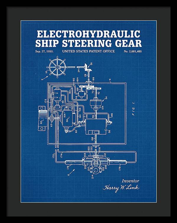 Electrohydraulic Ship Steering Gear Blueprint Patent Us2601405a