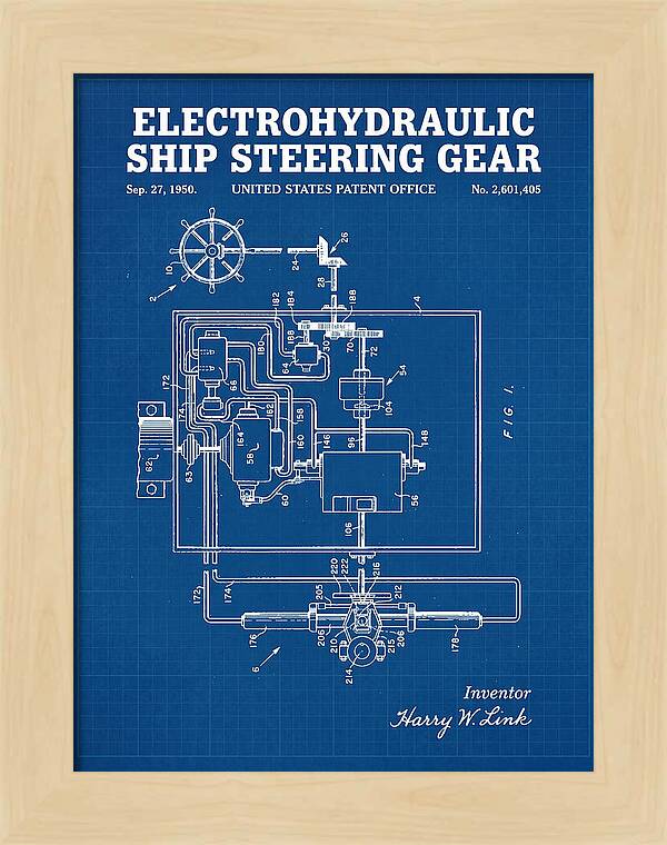 Electrohydraulic Ship Steering Gear Blueprint Patent Us2601405a