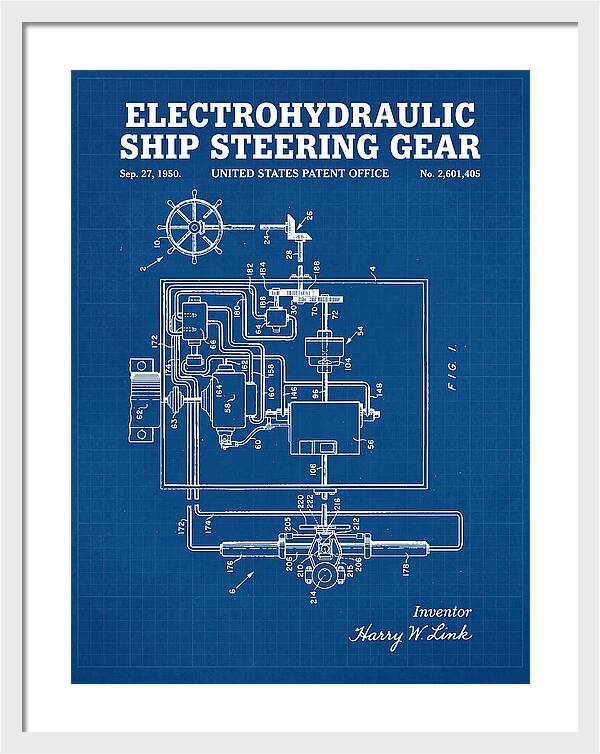 Electrohydraulic Ship Steering Gear Blueprint Patent Us2601405a