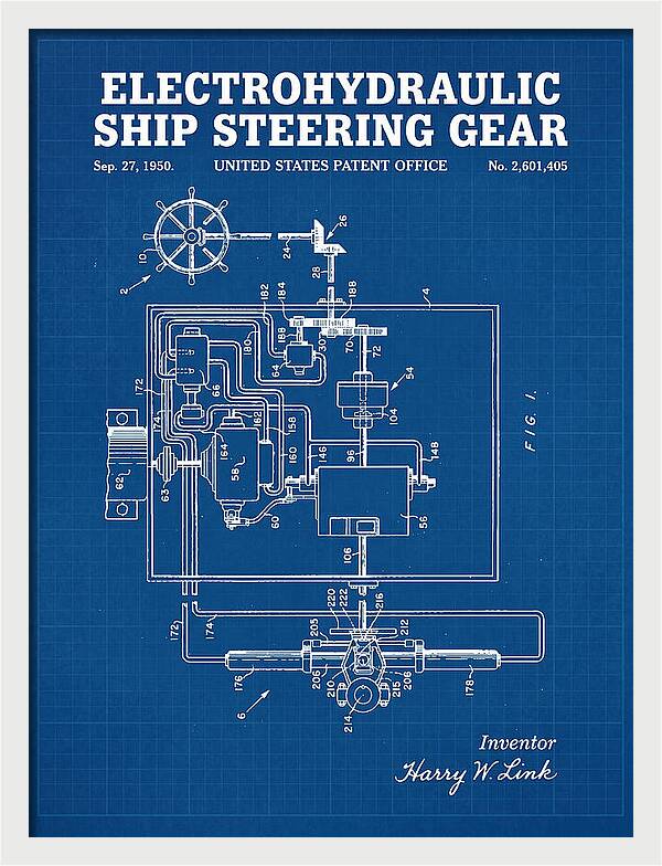 Electrohydraulic Ship Steering Gear Blueprint Patent Us2601405a