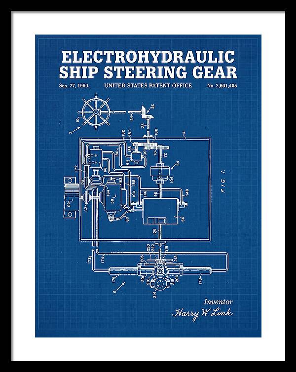 Electrohydraulic Ship Steering Gear Blueprint Patent Us2601405a