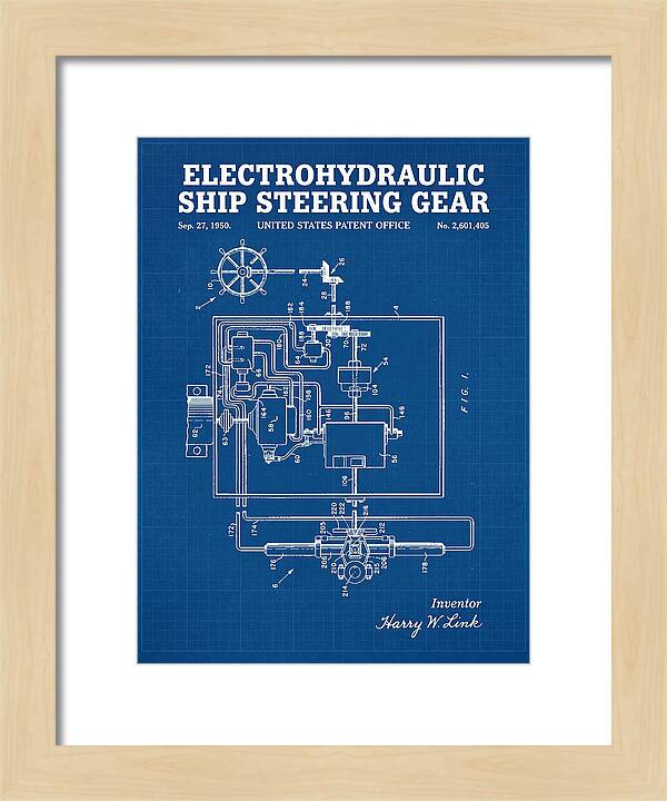 Electrohydraulic Ship Steering Gear Blueprint Patent Us2601405a