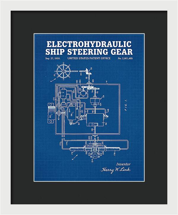 Electrohydraulic Ship Steering Gear Blueprint Patent Us2601405a