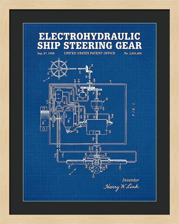 Electrohydraulic Ship Steering Gear Blueprint Patent Us2601405a