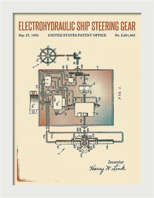 Electrohydraulic Ship Steering Gear Retro Patent Us2601405a