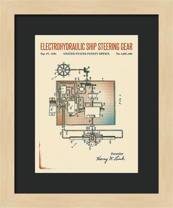 Electrohydraulic Ship Steering Gear Retro Patent Us2601405a