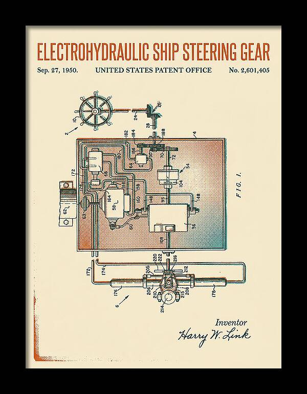 Electrohydraulic Ship Steering Gear Retro Patent Us2601405a
