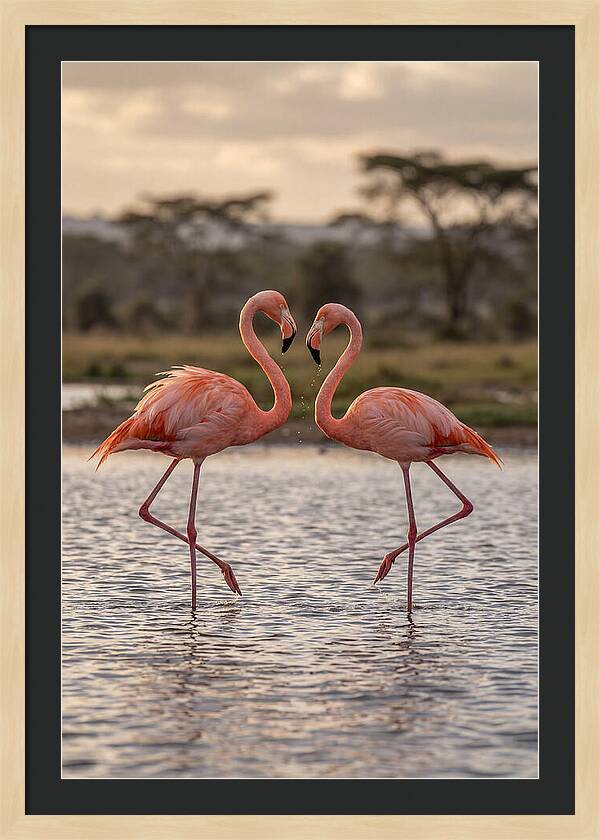 Elegant Flamingos In Motion