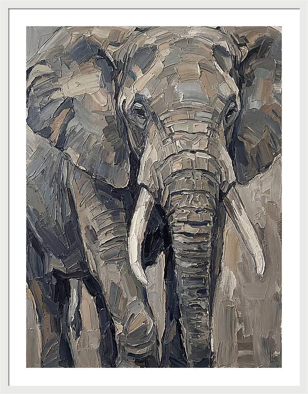 Elephant In Palette Knife Style