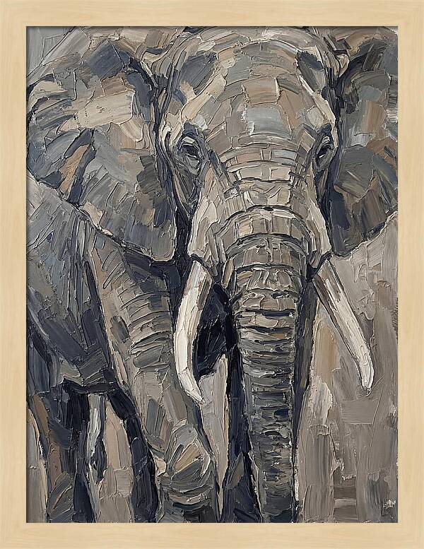 Elephant In Palette Knife Style