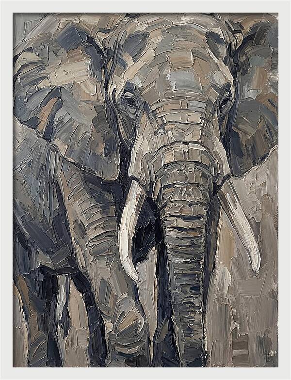 Elephant In Palette Knife Style
