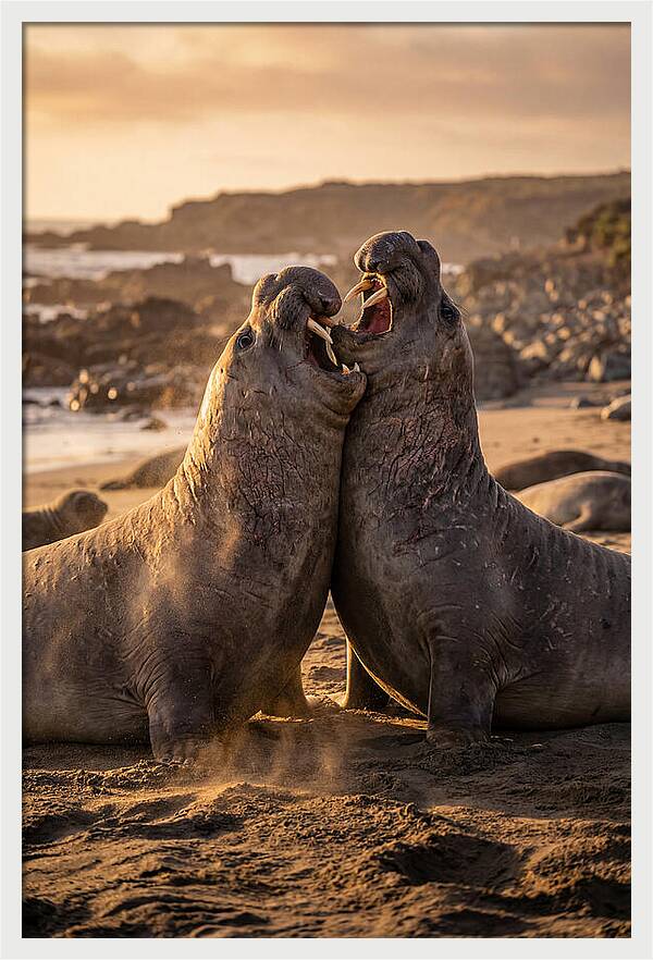 Elephant Seals In Combat