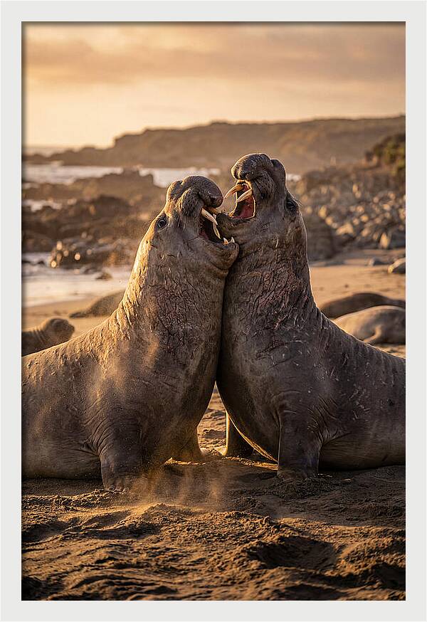Elephant Seals In Combat
