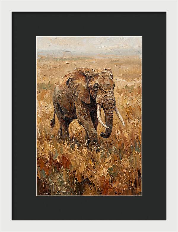 Elephant Walking Through Golden Savanna