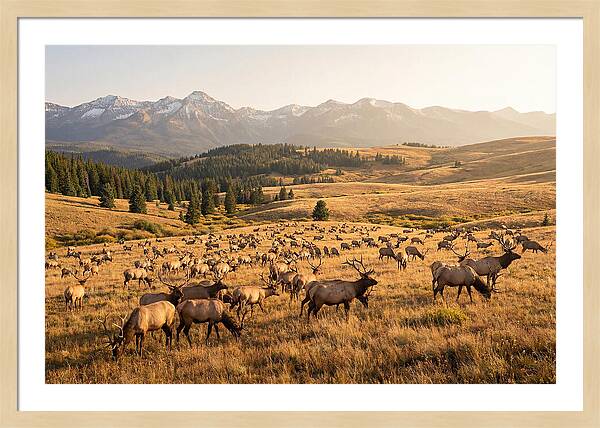 Elk Herd In Serene Valley
