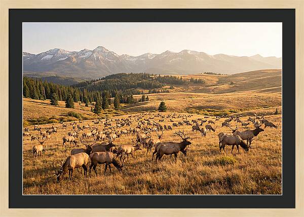 Elk Herd In Serene Valley