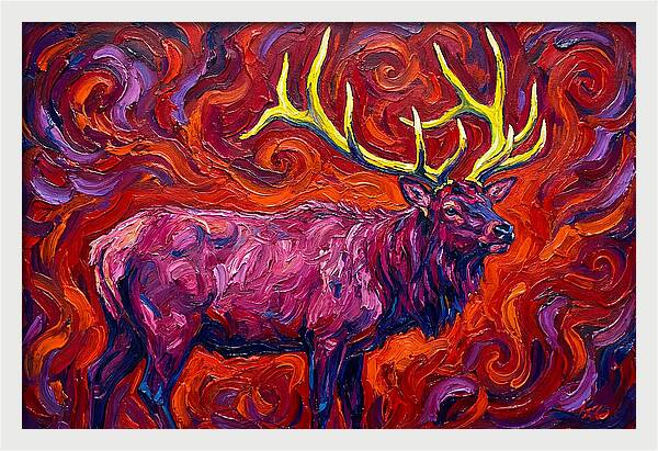Elk In Expressionist Swirls